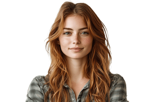Young woman with stylish hair and warm smile png
