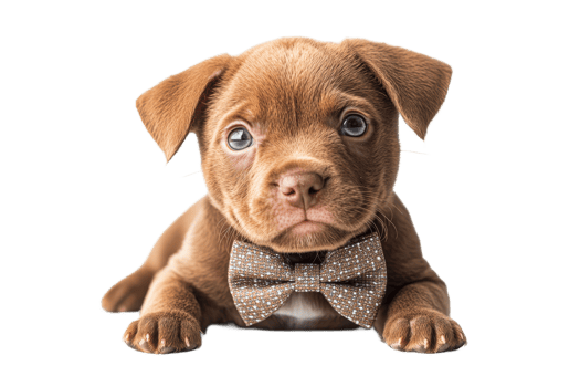 Cute puppy in a bow tie with a transparent background png