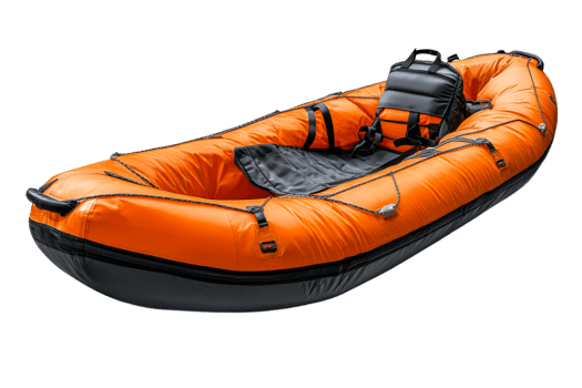 Inflatable orange boat for water adventures and exploration png