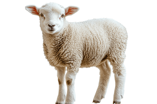 Cute lamb standing on transparent background png
