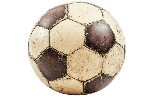 Old soccer ball with worn surface and classic design png