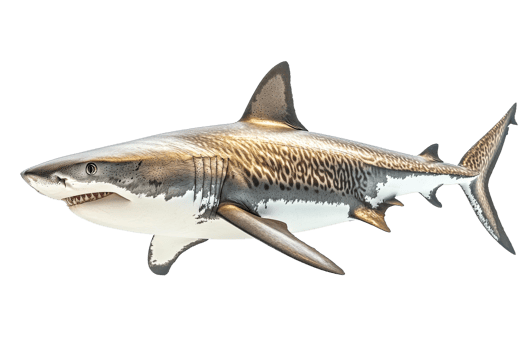 Shark swimming through water with transparent background png
