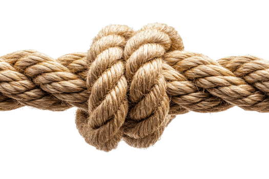 Detailed close up of a twisted rope knot png