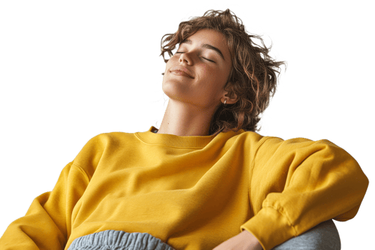 Relaxed young woman enjoying moment of peace png