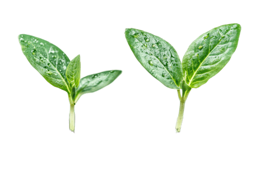 Water dropped spinach leaves on clear background png