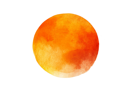 Bright orange watercolor circle on a transparent background png