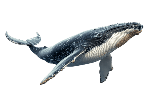 Humpback whale swimming in clear ocean waters png