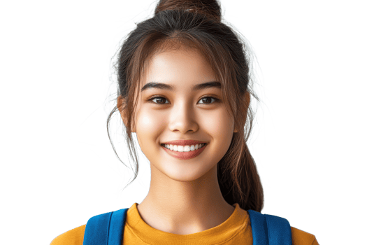 Confident young student smiling, transparent bg png