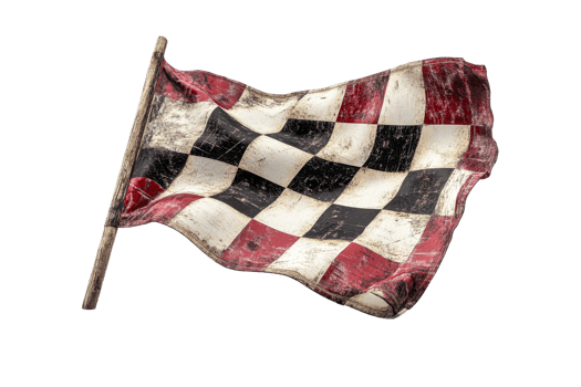 Vintage checkered flag waving in the breeze png