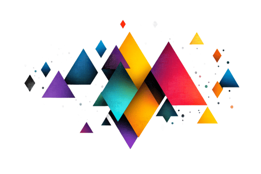 Colorful geometric shapes in vibrant arrangement png