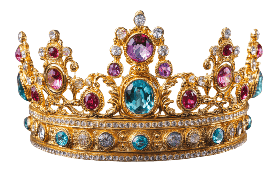 Gemstone crown with intricate design png