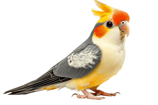 Colorful cockatiel perched with a vibrant plumage display png