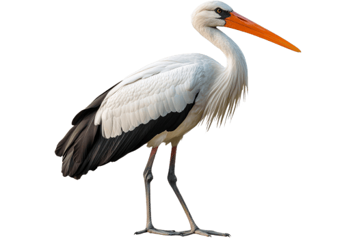 Majestic stork standing elegantly with vibrant beak png