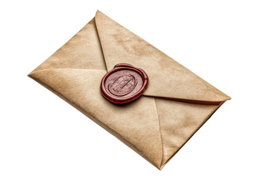 Wax sealed envelope on a transparent background png