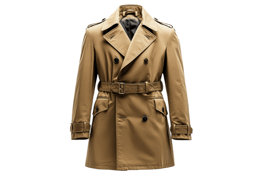 Classic trench coat with double breasted design png