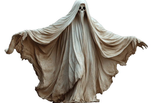 Ghost in flowing robes on clear background png