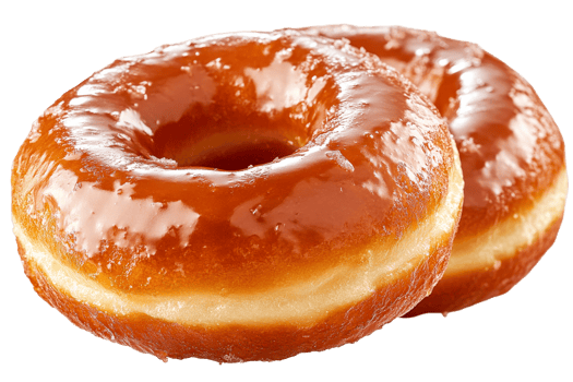 Delicious glazed donuts sitting on a transparent background png