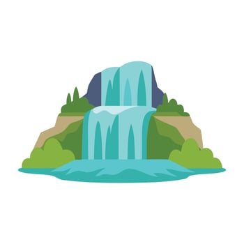 Cascading waterfalls isolated flat illustration on white background. vector
