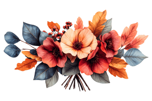 Beautiful autumn floral arrangement with vibrant colors png