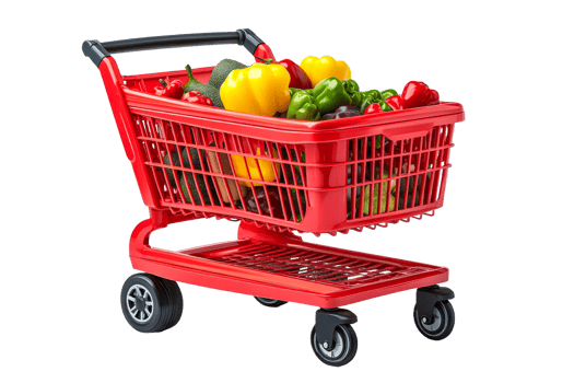 Cart full of fresh fruits and veggies png