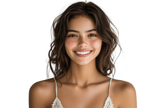 Cheerful young woman smiling with natural beauty png
