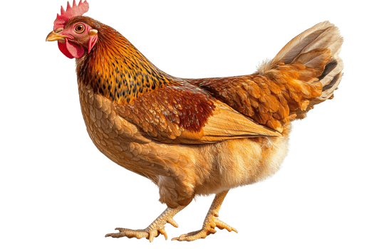 Farm chicken standing on a transparent background png