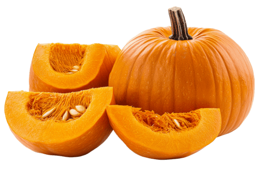 Fresh orange pumpkin slices on clear background png