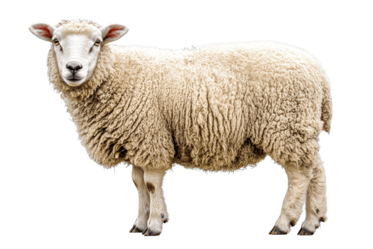 Sheep standing on a transparent background during daylight png