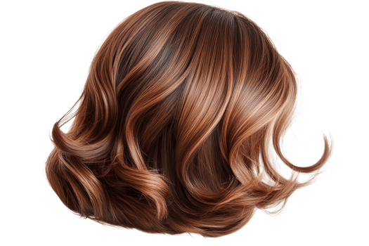 Stylish wavy hair with rich brown shades png