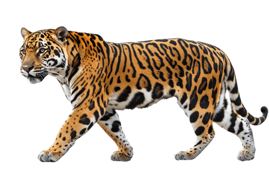 Jaguar walking in a natural pose with clarity png
