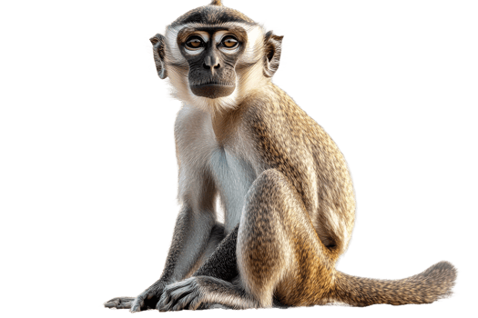 Curious monkey sitting on transparent background png