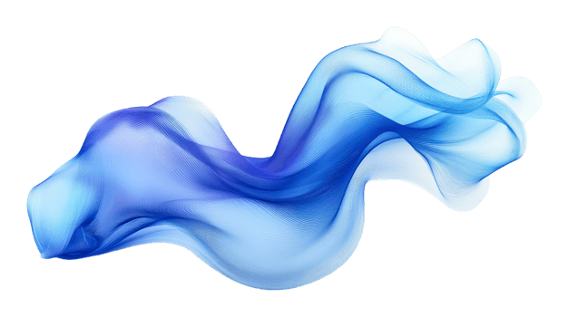Flowing blue fabric creates dynamic movement in design png