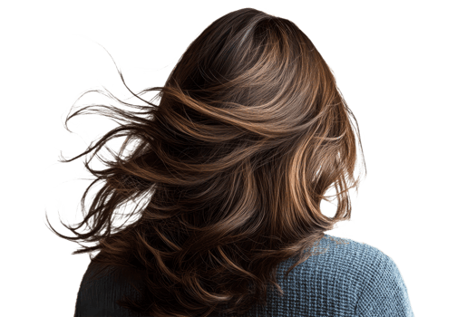 Woman with flowing hair on a transparent background png