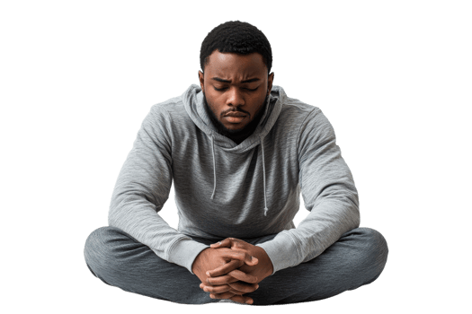 Meditation practice to achieve peace and focus in daily life png