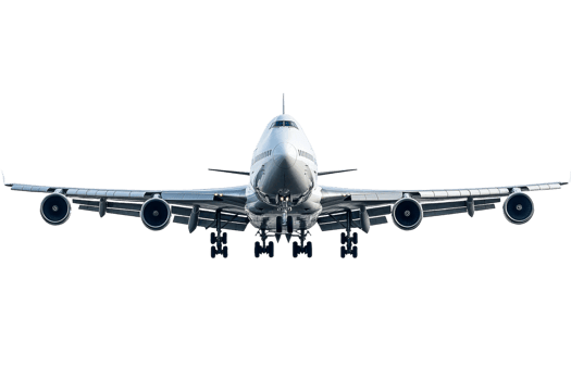Large aircraft landing on runway with clear background png