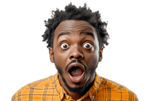 Facial expression of surprise from a young man png