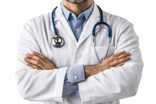Confident doctor in professional attire with stethoscope png