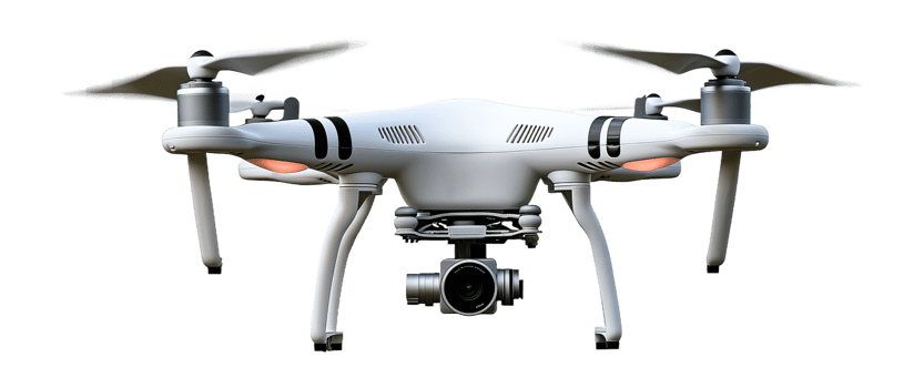 Drone with camera hovering in clear sky png
