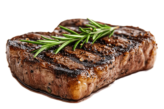 Savory grilled steak garnished with fresh rosemary sprigs png