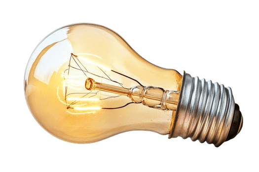 Warm light bulb on transparent background png