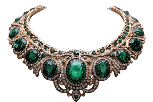 Elegant emerald necklace with intricate detailing png