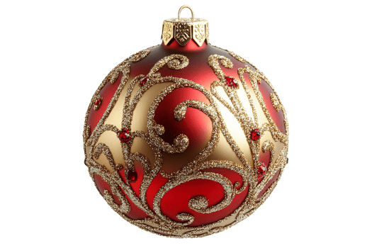 Red and gold ornate Christmas ornament png