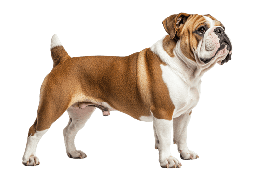 Cute bulldog standing proudly with a natural pose png