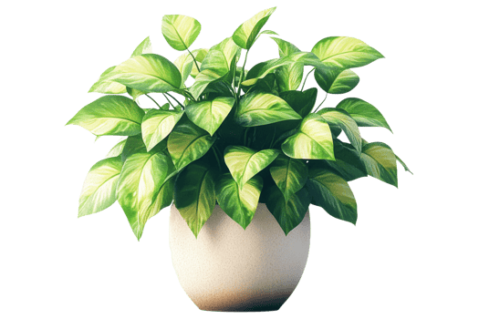 Lush green plant in a simple pot with vibrant leaves png
