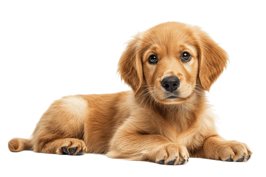 Golden retriever puppy resting, transparent bg png