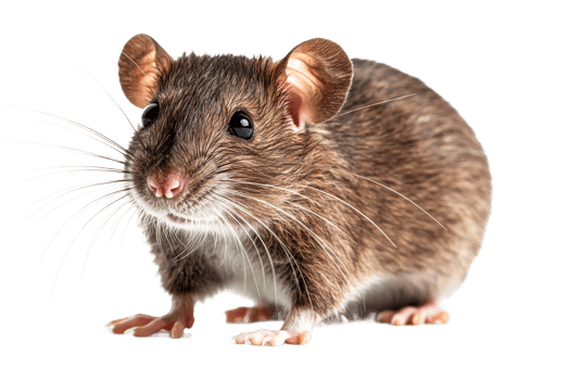 Small rodent with round ears and glossy fur on white png