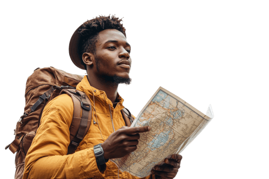 Exploring new places with a map in hand png