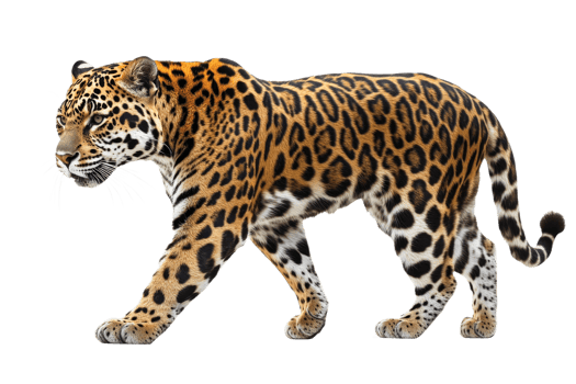 Jaguar walking gracefully on a transparent background png