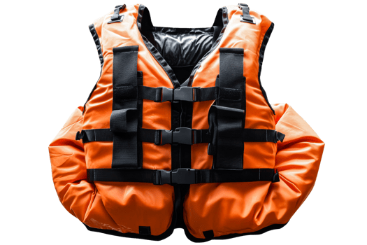 High visibility life jacket on transparent background png