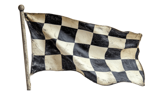 Checkered flag waving against a transparent background png